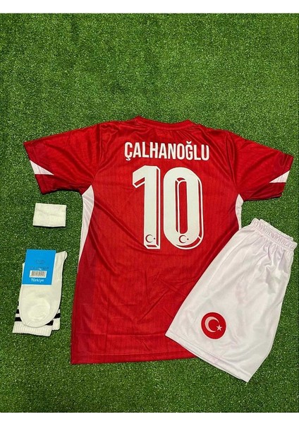 Türkiye Euro 2024 Hakan Çalhanoğlu Iç Saha Çocuk Forması 4'lü Set (Red) modelleri