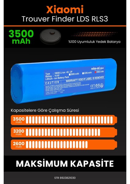 Robo- Mi Xiaomi Trouver Finder Lds Rls3 3500MAH Robot Süpürge Bataryası - Gerçek Kapasite, Maksimum Güvenlik fırsatları
