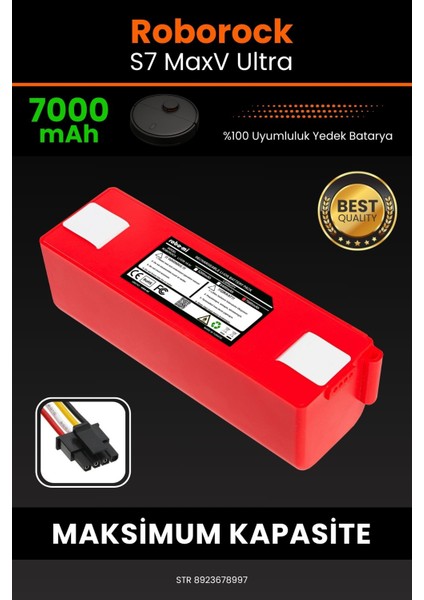 Robo- Mi Roborock S7 Maxv Ultra 7000MAH Robot Süpürge Bataryası - Yüksek Yoğunluklu Li- Ion Hücre