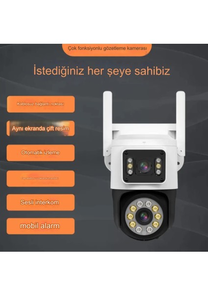 2k Çift Lensli Full Hd Kablosuz Güvenlik,ptz Otomatik Takip ile Iç ve Dış Mekan Için Wifi Kamera,