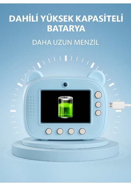Dijital Video Fotoğraf Çocuk Kamerası Anlık Termal Resim Kağıt Baskılı Yazıcı Çift Kameralı modelleri