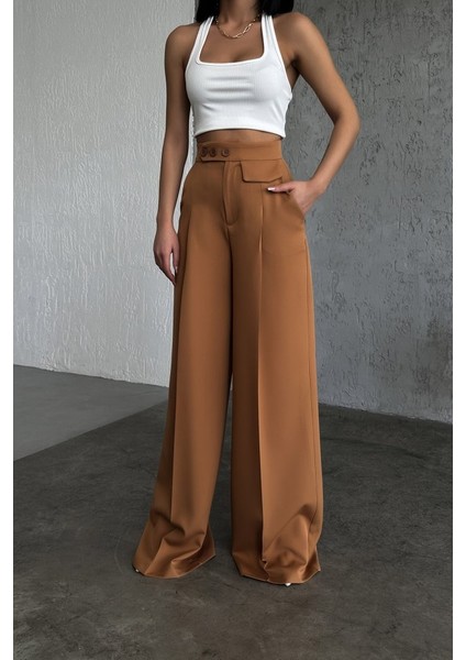Üç Düğme Detayli Palazzo Pantolon fırsatları