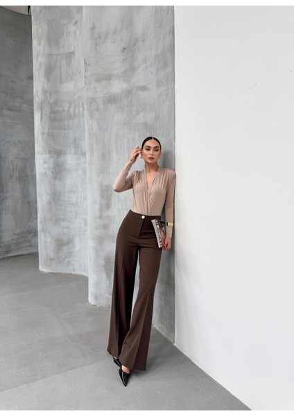 Yüksek Bel Straight Fit Palazzo Pantolon