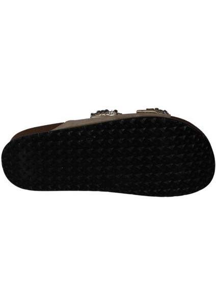 Yazkış Kadın Siyah Krem Çift Tokalı Tokası Parlak Taşlı Mantar Taban Terlik fırsatları
