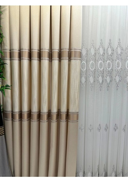 Nivemeshome Mozaik FT614163 V-101 Krem 1/3 Sık Pileli Fon Perde Apm modelleri