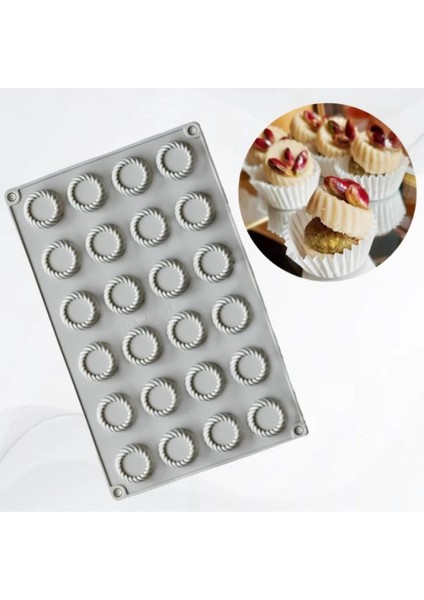 Silikon Tartolet Kalıbı 24LÜ Kek Tatlı Kalıbı Kurabiye Kalıbı Sabun Kokulu Taş Buz Çikolata Kalıbı