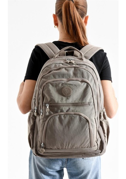 Bolsas 1087 Su Geçirmez Ithal Krinkıl Kumaş Laptop Bölmeli Okul ve Günlük Sırt Çantası Vizon fiyatları