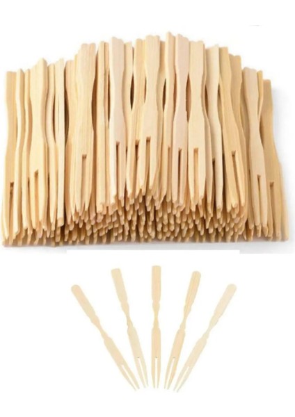 Cips Çatalı 9 cm 100 Adet Bambu Kürdan Hamburger Pasta Kürdanı Süsü Bambu Çöp Şiş Yemek Kürdanı fiyatları