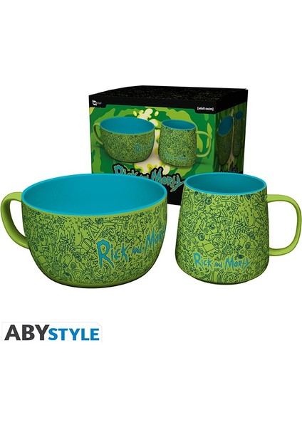 Abystyle - Rıck And Morty - Breakfast Set Mug + Bowl - Pattern - Kahvaltı Seti - BS0038