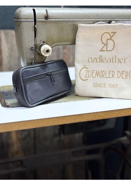 Orta Boy 2 Gözlü Deri Kemerlik, Hakiki Deri Kemer Cüzdanı, Bozuk Para Cüzdanı, Kemer Çantası Siyah Tek Ebat Unisex fırsatları