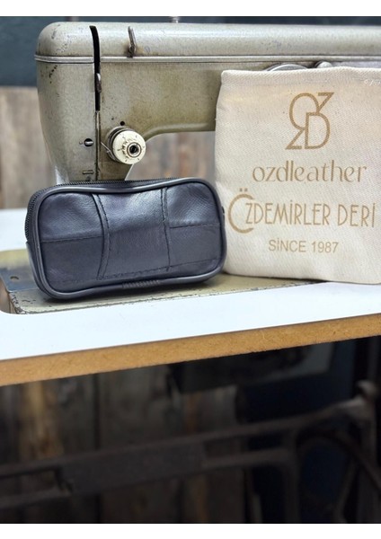 Orta Boy 2 Gözlü Deri Kemerlik, Hakiki Deri Kemer Cüzdanı, Bozuk Para Cüzdanı, Kemer Çantası Siyah Tek Ebat Unisex indirimleri