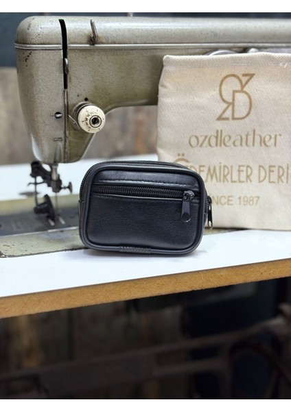 2 Gözlü Küçük Deri Kemerlik, Hakiki Deri Kemer Cüzdanı, Bozuk Para Cüzdanı, Kemer Çantası Siyah Tek Ebat Unisex fırsatları