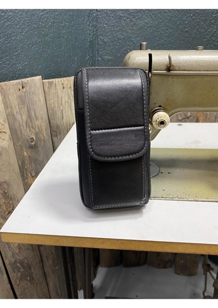 Dik Kemerlik, Hakiki Deri Kemer Cüzdanı, Bozuk Para Cüzdanı, Kemer Çantası, Inşaatçı Boyacı Çantası Siyah x Unisex