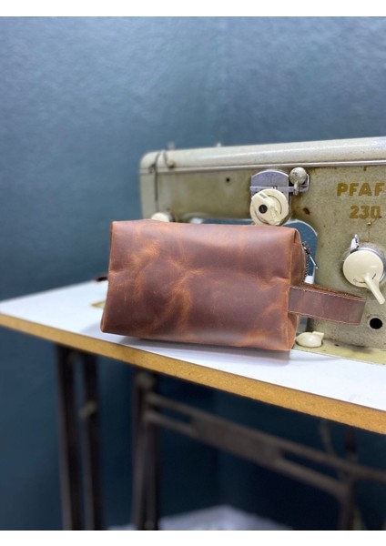 Hakiki Crazy Deri Kahverengi Unisex Seyahat Çantası, Dopp Kitt,traşlık,el Çantası fiyatları