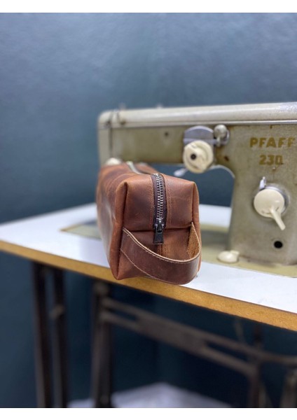 Hakiki Crazy Deri Kahverengi Unisex Seyahat Çantası, Dopp Kitt,traşlık,el Çantası fırsatları