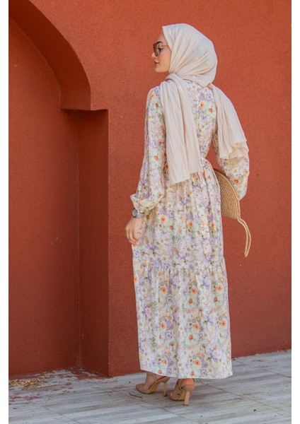 Lidy Çiçekli Desen Yazlık Elbise-Turuncu modelleri