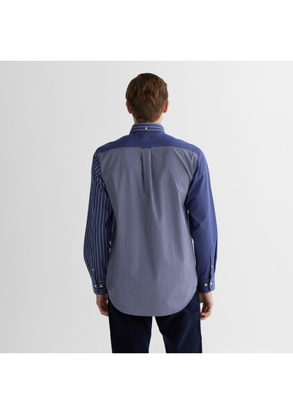 Erkek Lacivert Regular Fit Çizgili Gömlek fiyatları