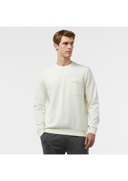 Erkek Beyaz Regular Fit Sweatshirt