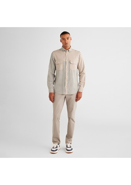 Erkek Yeşil Regular Fit Düğmeli Yaka Ekose Gömlek modelleri