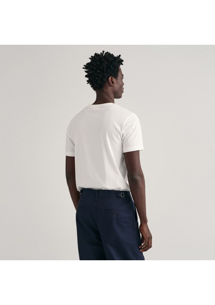 Erkek Beyaz Regular Fit Bisiklet Yaka Logolu T-Shirt fiyatları