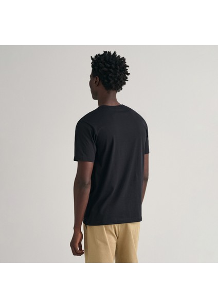 Erkek Siyah Regular Fit Bisiklet Yaka Logolu T-Shirt fiyatları