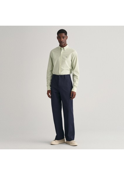 Erkek Yeşil Slim Fit Düğmeli Yaka Broadcloth Gömlek fiyatları