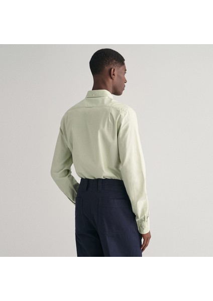 Erkek Yeşil Slim Fit Düğmeli Yaka Broadcloth Gömlek modelleri