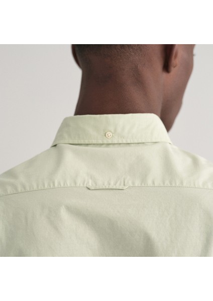 Erkek Yeşil Slim Fit Düğmeli Yaka Broadcloth Gömlek indirimleri