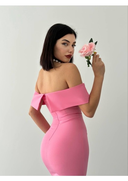 Madonna Yaka Uzun Elbise Pembe-S modelleri