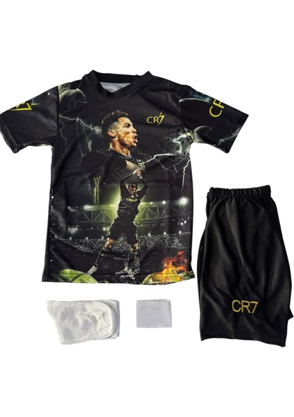 Juventus Özel Tasarım Ronaldo Çocuk Takım Forması 4lü Set Forma+Şort+Çorap+Bileklik