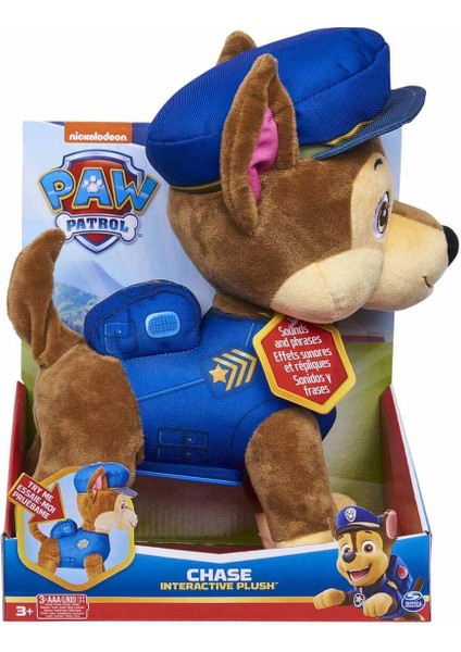 Paw Patrol Chase Sesli ve Kuyruk Sallayan Peluş Oyuncak – 30 cm | 20+ Sesli Efekt, Işıklı ve Etkileşimli modelleri