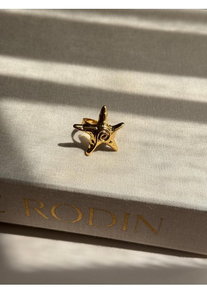 Deniz Yıldızı Figürlü Altın Kaplama Çelik Yüzük – Ayarlanabilir Yazlık Kadın Takı fırsatları