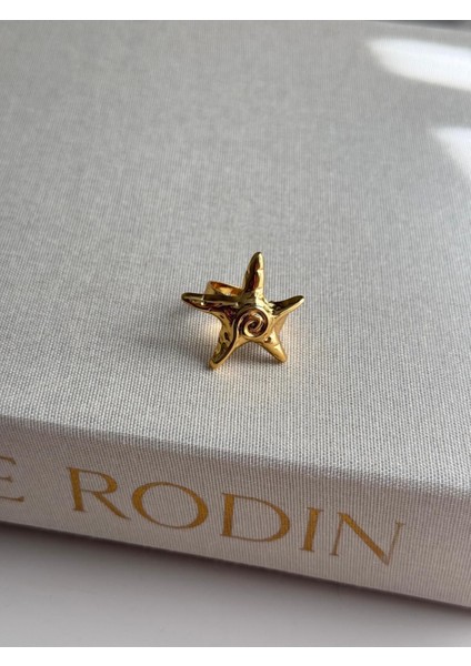 Deniz Yıldızı Figürlü Altın Kaplama Çelik Yüzük – Ayarlanabilir Yazlık Kadın Takı