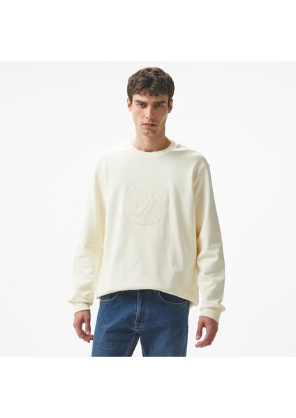 Erkek Beyaz Regular Fit Sweatshirt