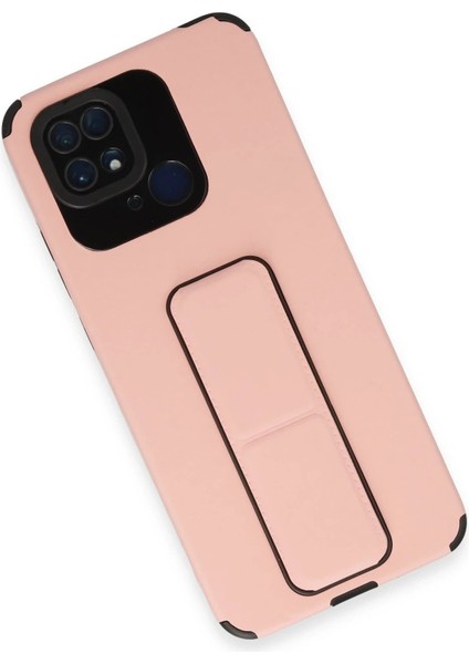 Xiaomi Redmi 10C Kılıf Mega Standlı Silikon - Pudra - ALVN7576-9841 modelleri