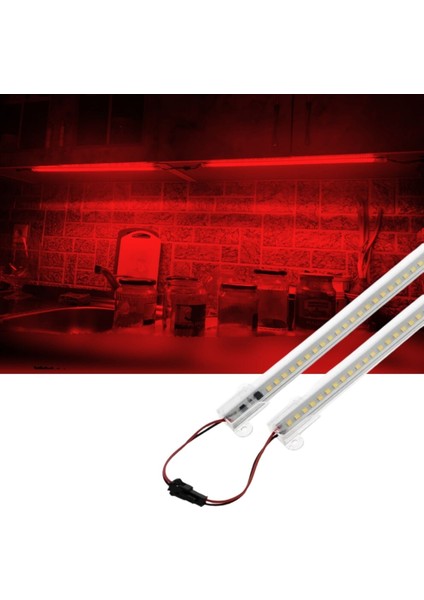 2 Adet 50 cm 220V Şeffaf Çubuk Bar LED Kırmızı Işık SB-6554