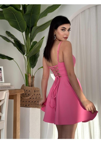 Pole Ip Askılı Elbise Pembe-M fırsatları