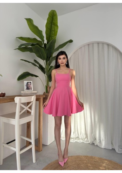 Pole Ip Askılı Elbise Pembe-M indirimleri