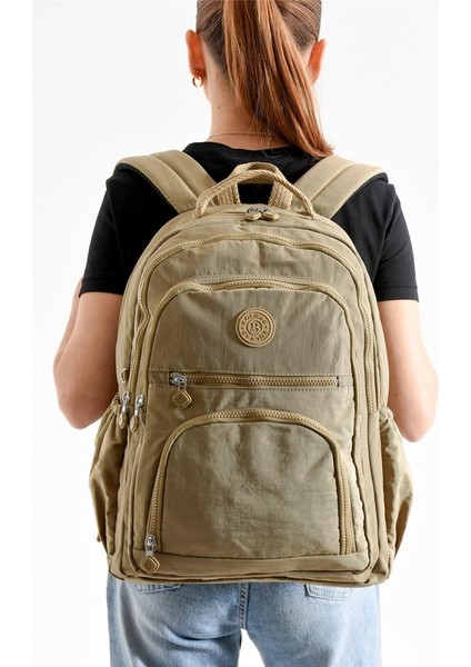 Bolsas 1087 Su Geçirmez Ithal Krinkıl Kumaş Laptop Bölmeli Okul ve Günlük Sırt Çantası Kum fiyatları