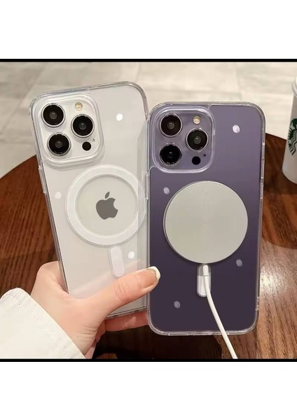 Apple Iphone 15 Uyumlu Şeffaf Kapak Magsafe Manyetik Kablosuz Şarj Kılıf.