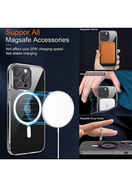Samsung Galaxy S25 Plus Uyumlu Şeffaf Kapak Magsafe Manyetik Kablosuz Şarj Kılıf.