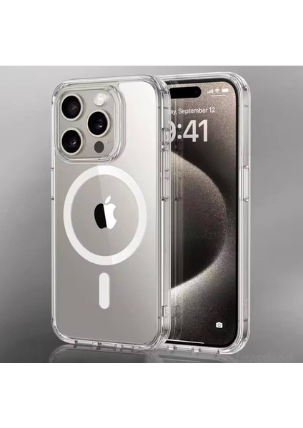 Apple Iphone 15 Pro Max Uyumlu Şeffaf Kapak Magsafe Manyetik Kablosuz Şarj Kılıf. fiyatları