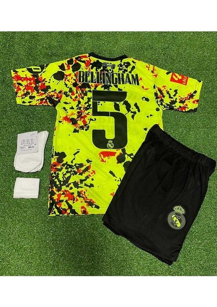 Real Madrid Jude Bellingham 2024/25 Yeni Sezon Özel Konsept Çocuk Forması 4'lü Set (Neon)