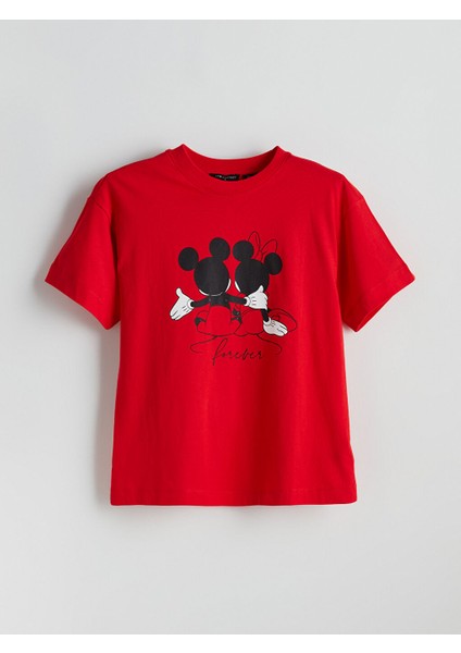 Yeni Sezon Bisiklet Yaka Mickey Mouse Baskili Kadin Tisort - S5NN40Z8 indirimleri