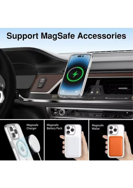 Samsung Galaxy S25 Ultra Uyumlu Şeffaf Kapak Magsafe Manyetik Kablosuz Şarj Kılıf.