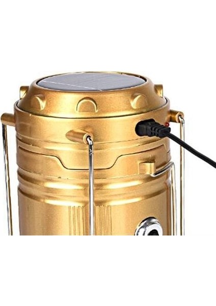 Güneş Enerjili LED Kamp Lambası | USB ve 220V Şarjlı | 6+1 LED | 9W Taşınabilir Işık modelleri