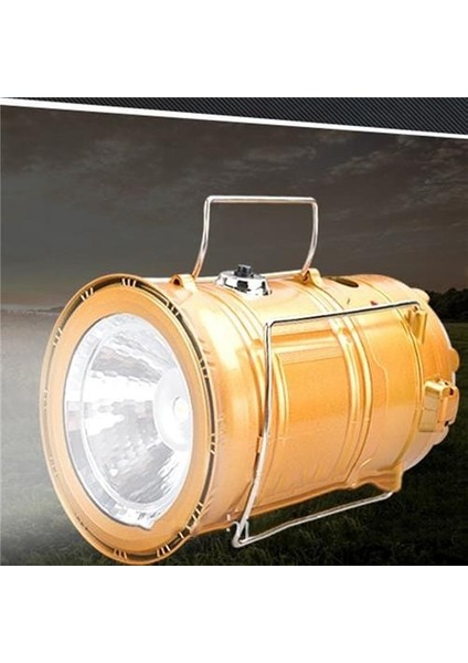 Güneş Enerjili LED Kamp Lambası | USB ve 220V Şarjlı | 6+1 LED | 9W Taşınabilir Işık fırsatları