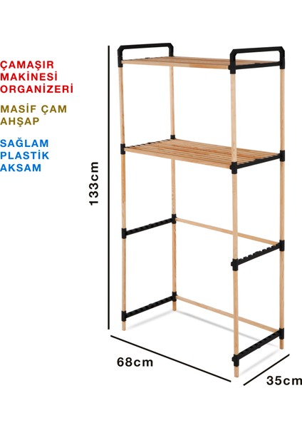 NC01 Ahşap Çamaşır Makinesi Organizer Banyo Düzenleyici Raf Masif Çam Ahşap modelleri