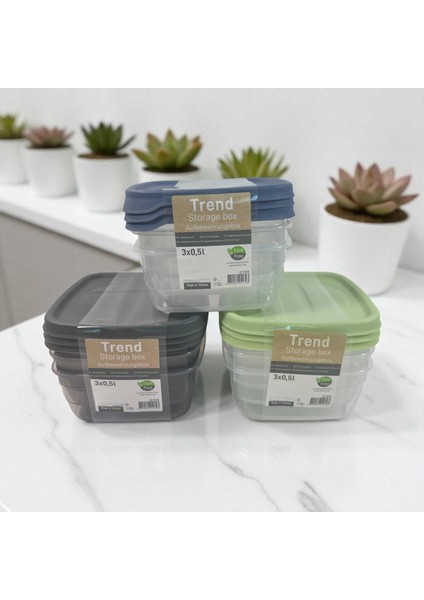 Kare Trend Saklama Kabı Seti 3 x 500 ml Setli fiyatları