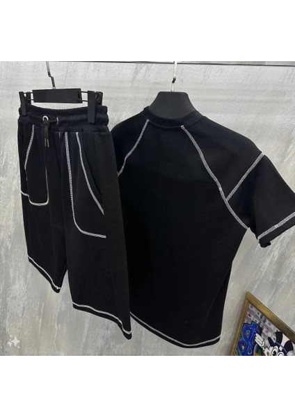 Unisex Karoyaka Dikişli Şortlu Takım - Siyah fiyatları